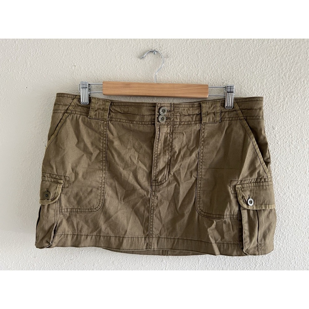 Abercrombie & Fitch Cargo Y2K Mini Skirt Khaki Size M Low Rise Utility Pockets
